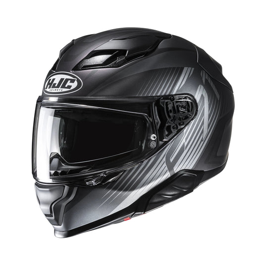 HJC F71 Catos full-face motorcycle helmet in black/gray with graphic accents