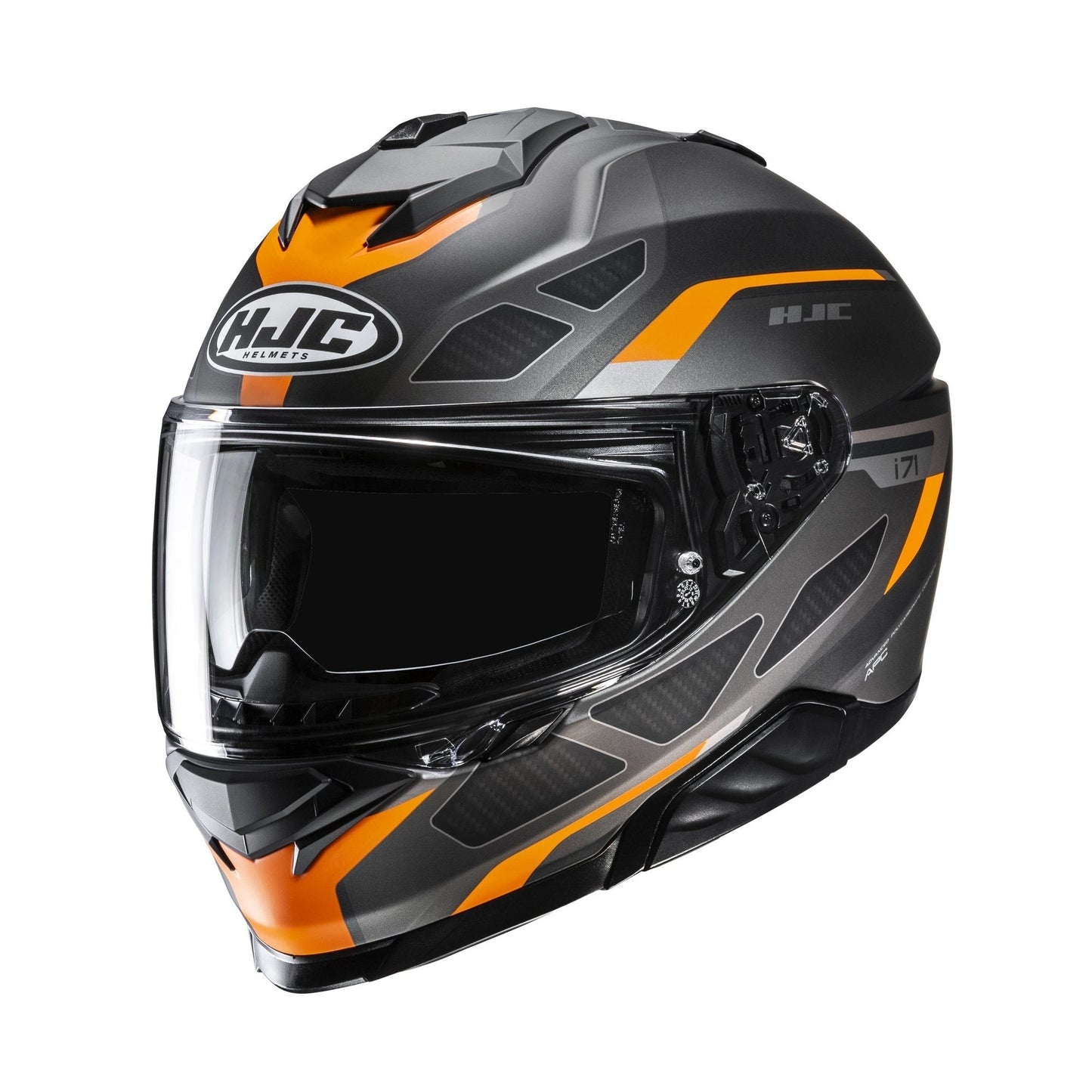 HJC i71 Zest full-face motorcycle helmet in black/orange MC7SF.