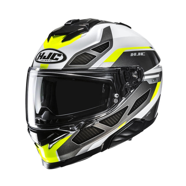 HJC i71 full-face helmet in zest gray/white/fluo yellow with clear visor
