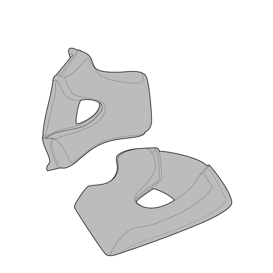 SIMPSON Venom cheek pads, gray pair with stitched edges for helmet comfort