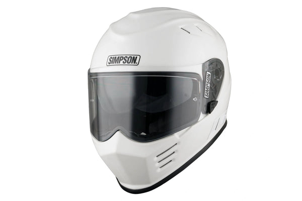 Simpson Venom gloss white full-face helmet with smoked visor