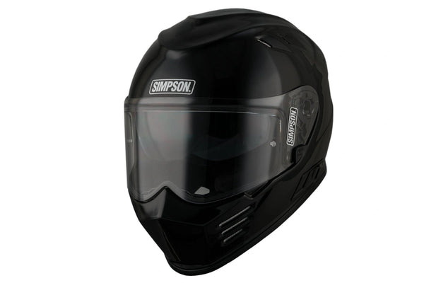 SIMPSON Venom 06 solid gloss black motorcycle helmet with clear visor
