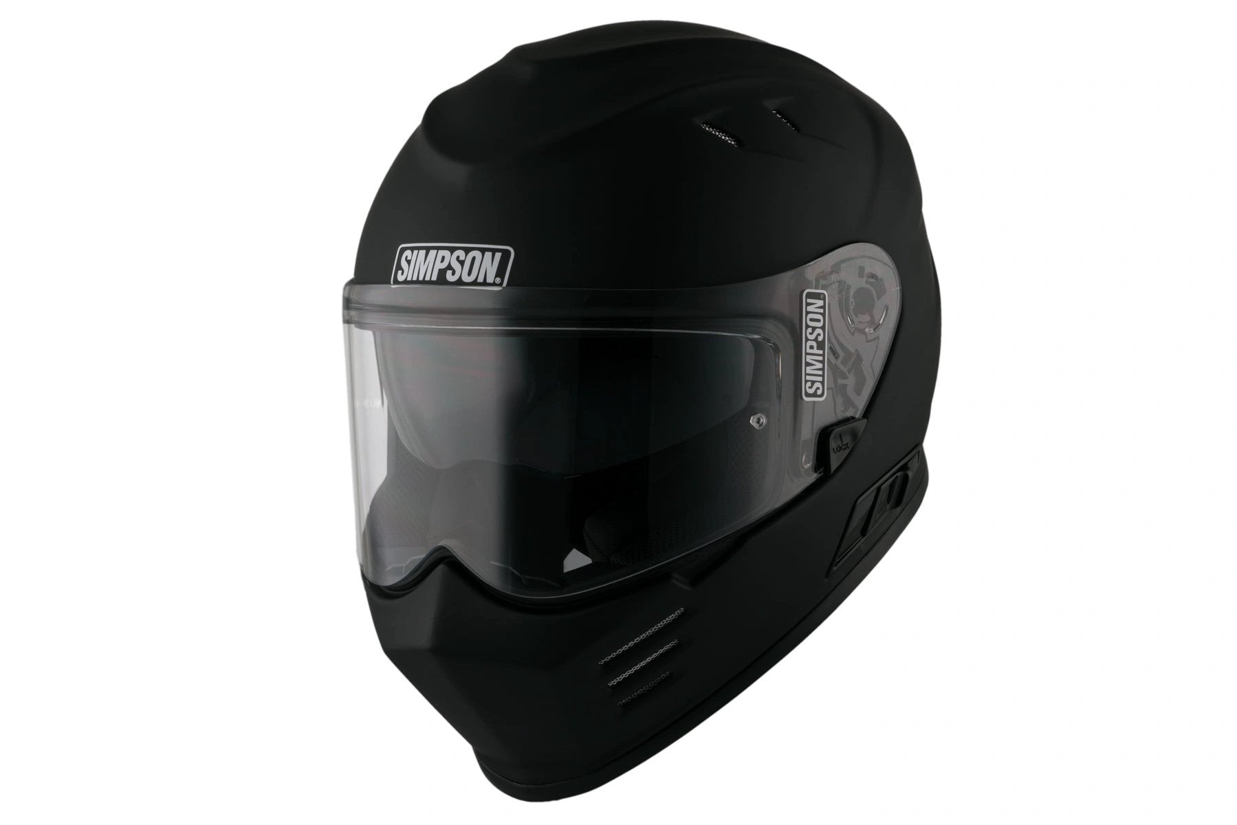 SIMPSON Helmet Venom Matt Black full-face helmet with clear visor and side logo