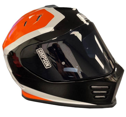 Simpson Venom Milwaukee Orange helmet with black visor and front vents