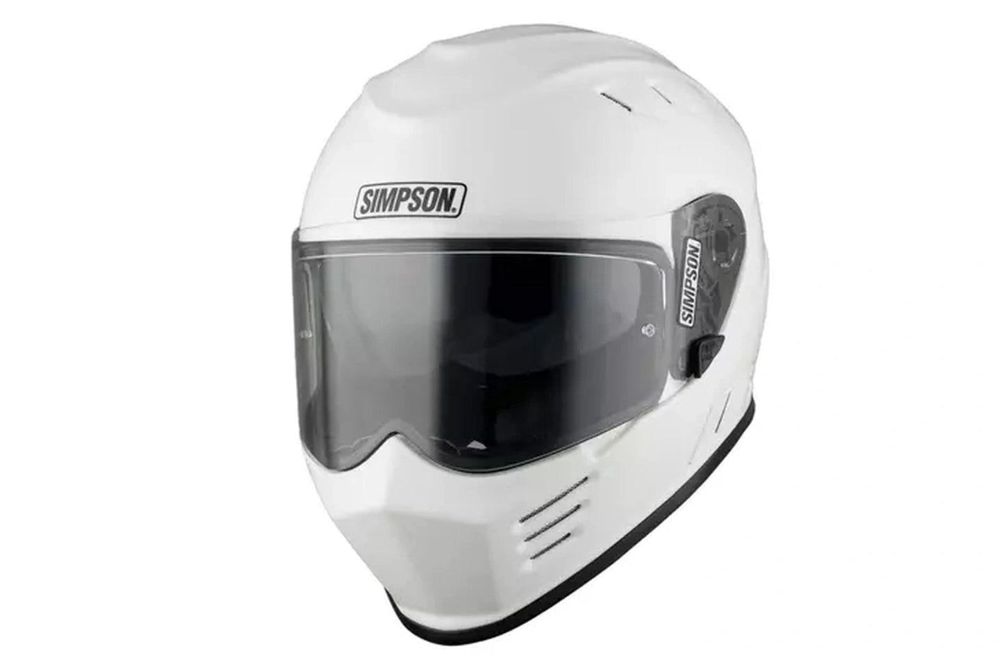 Simpson Venom 06 solid gloss white full-face helmet with dark visor