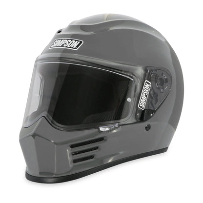 Simpson Speed 06 solid armor helmet, gray full-face motorcycle helmet with clear visor