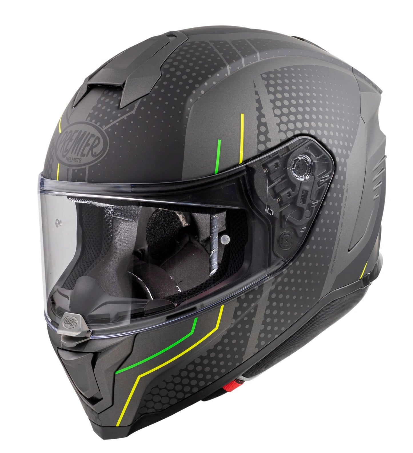 Premier Hyper BP 6 BM full-face helmet in dark gray with neon green and yellow accents