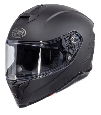 Premier Hyper Solid U9 BM full-face helmet in matte black with clear visor.