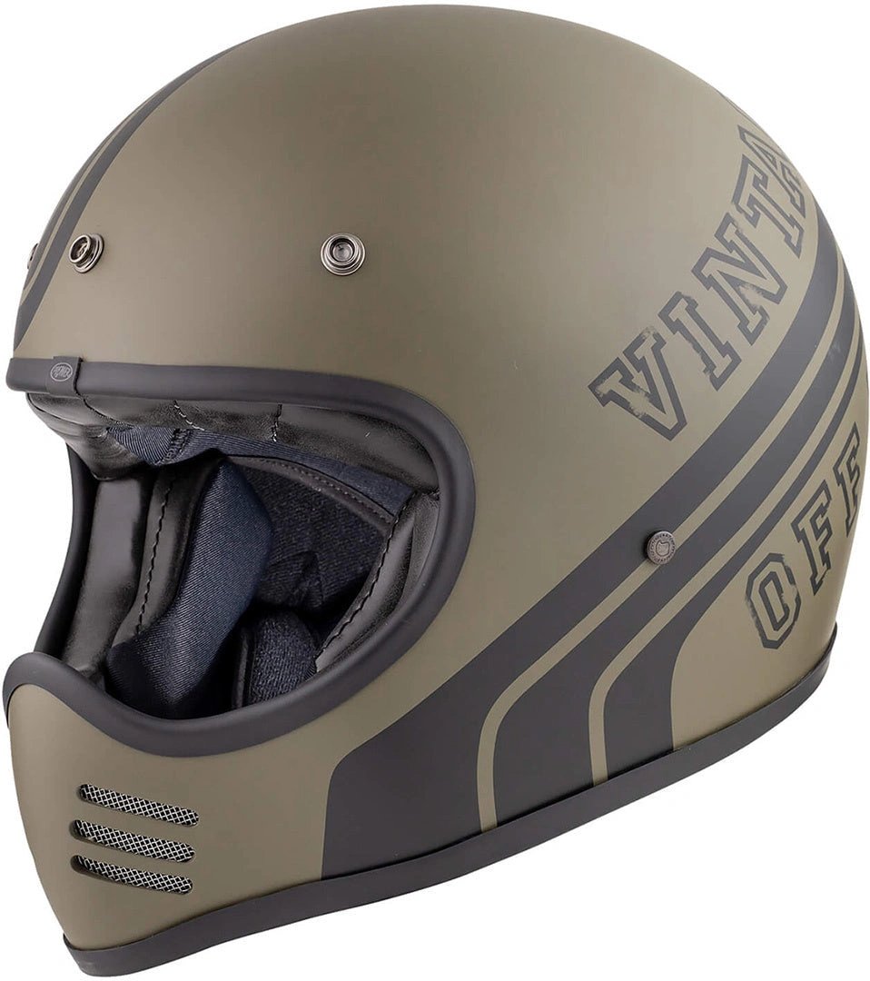 Premier MX helmet military green BM with matte finish and front vent slits.
