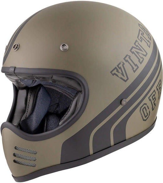 Premier MX helmet military green BM with matte finish and front vent slits.