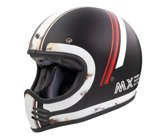 Premier Helmets MX DO 92 OS BM helmet, black with white and red racing stripes