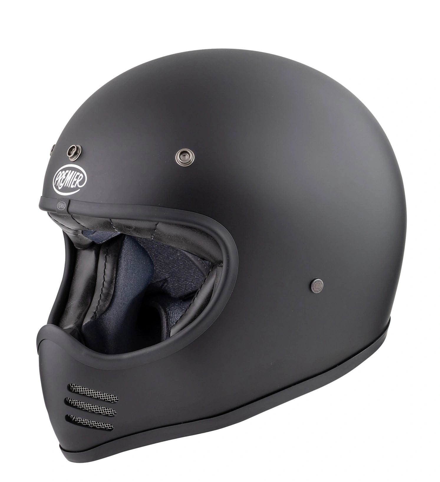 Premier MX U 9 BM helmet, matte black open-face motocross with padded interior and chin vents