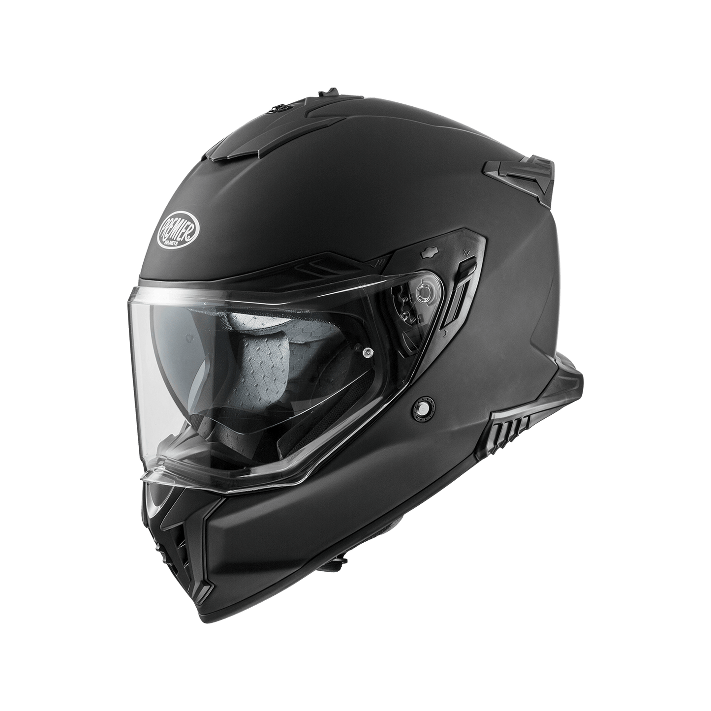 Premier StreetFighter U9 BM full-face motorcycle helmet, matte black with clear visor.