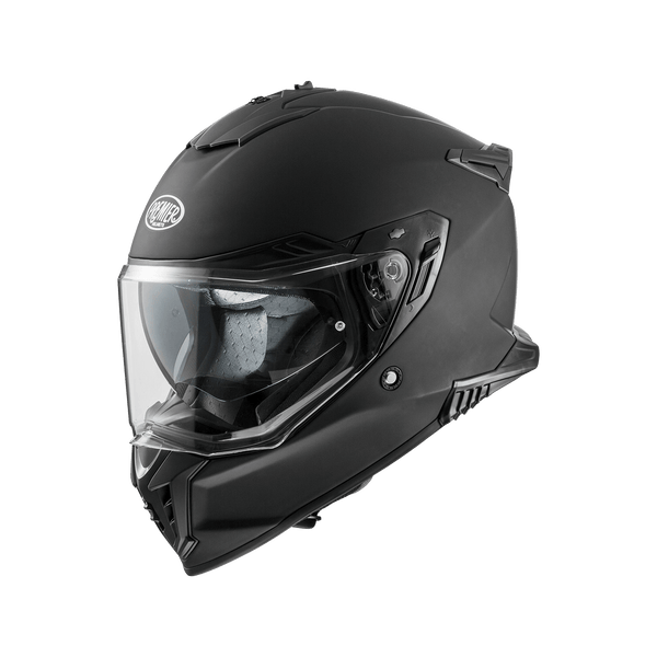Premier StreetFighter U9 BM full-face matte black motorcycle helmet with clear visor