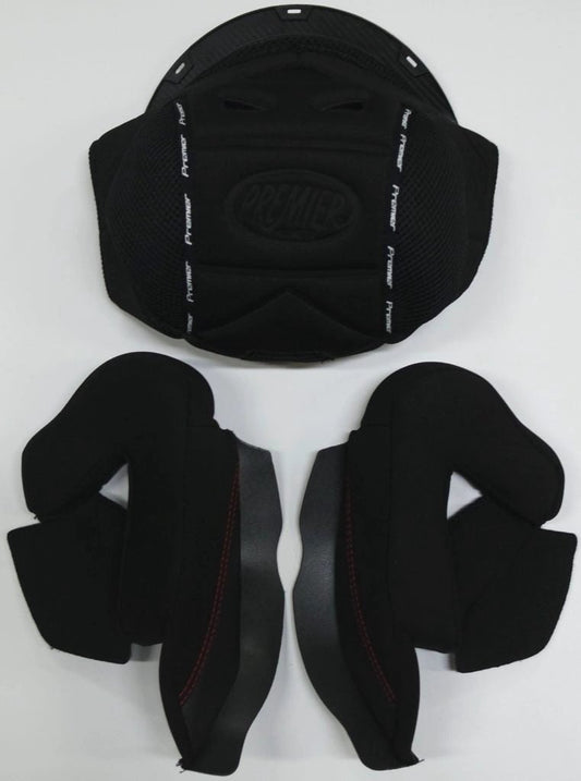 Premier Vyrus inner lining 3-piece set in black; padded back protector with two limb pads and labeled straps