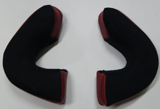 Premier Vintage Evo cheekpads, black fabric with red ends, pair