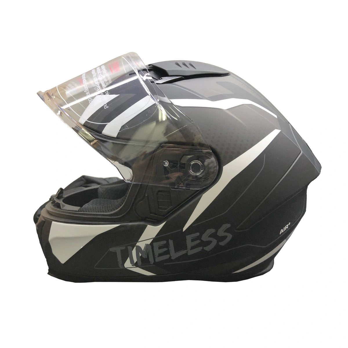 Timeless Sport Lite helmet, matte black/grey, full-face with clear visor