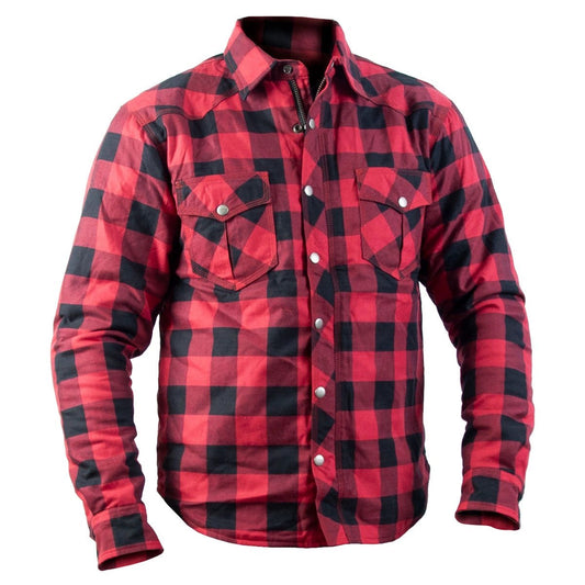 Timeless HillBilly kevlar shirt red and black plaid with two chest pockets and snap buttons