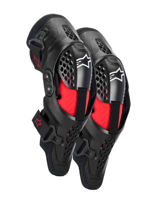 Alpinestars SX - 1 Plasma Kniebeschermer Motocross Zwart‑Rood Semi‑Rigide Frame - MxProStoreParts