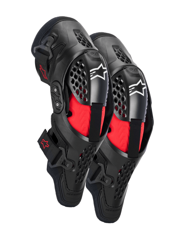 Alpinestars SX-1 Plasma Knieschützer Motocross Schwarz-Rot Semi-Rigid Rahmen - MxProStoreParts