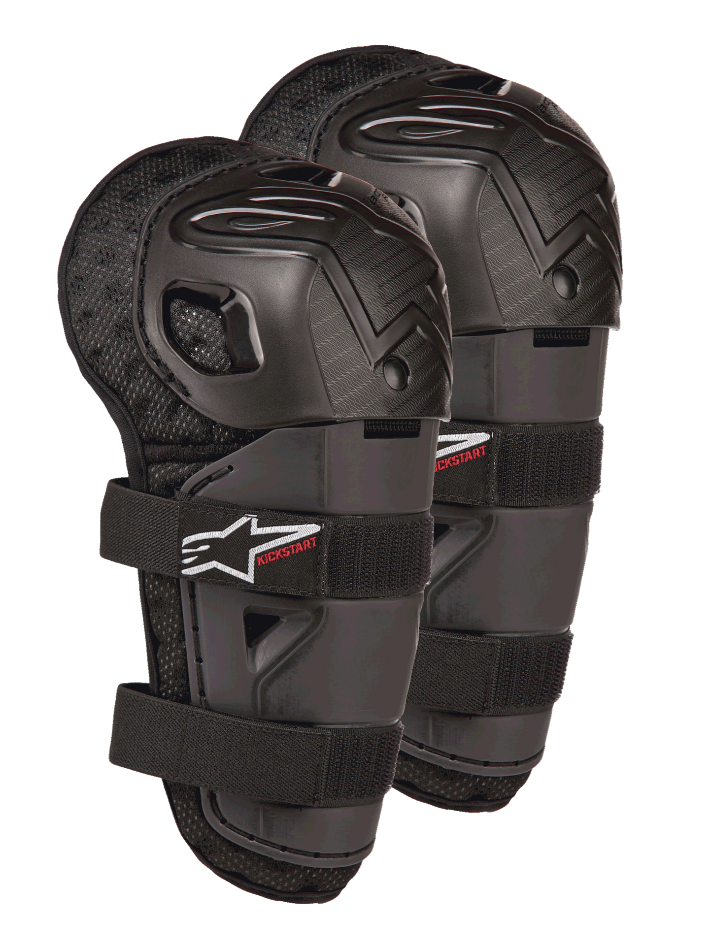 Alpinestars Bionic Action Kickstart Jeugd Kniebeschermers Motorcross Zwart Rood