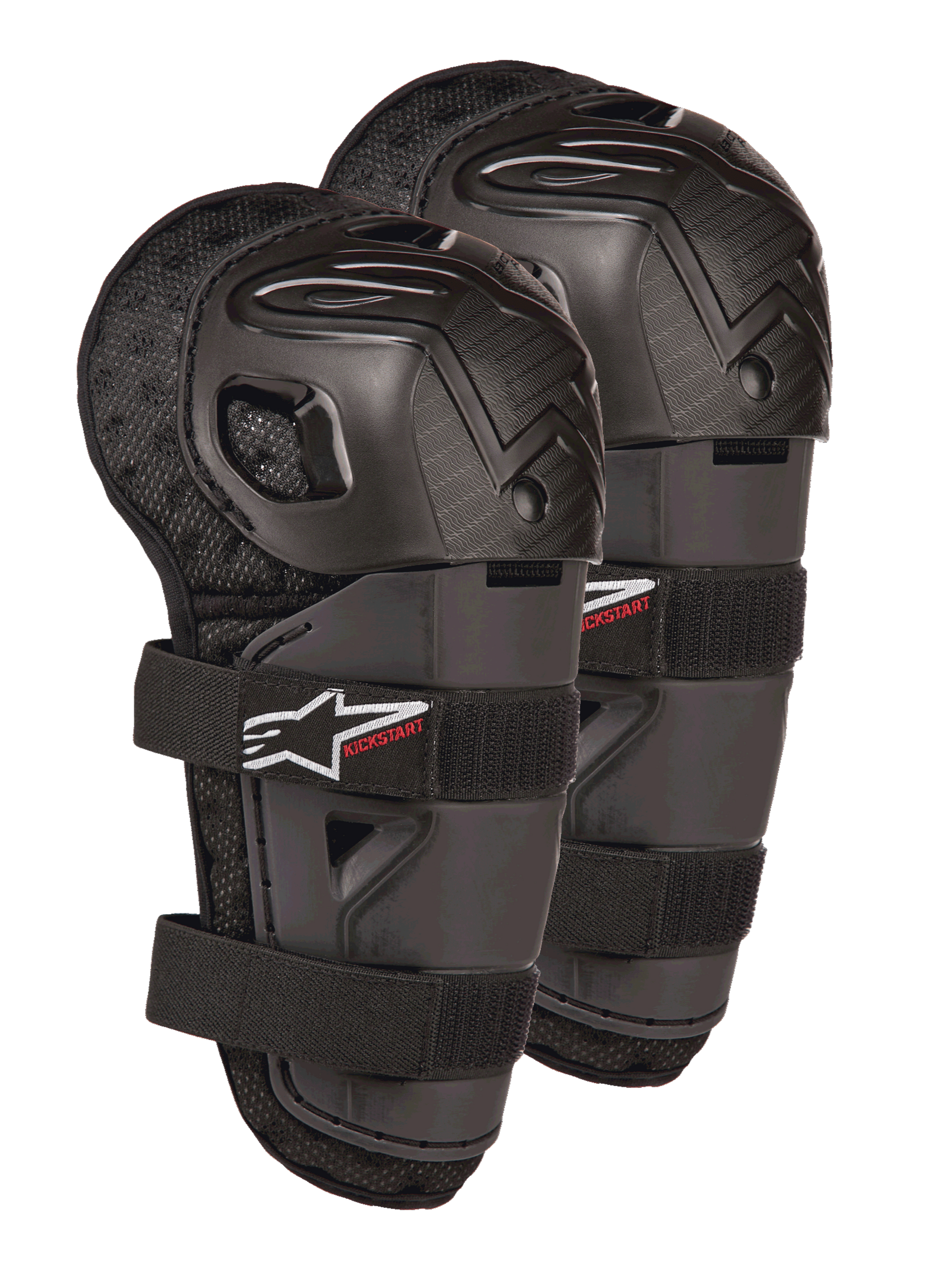 Alpinestars Bionic Action Kickstart Jeugd Kniebeschermers Motorcross Zwart Rood