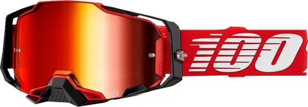 100% Armega crossbril zwart/rood – rode spiegellens - MxProStoreParts