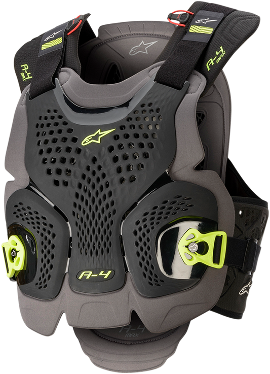 Alpinestars A-4 MAX Bodyprotector Zwart / Antraciet / Fluor Geel maat M / L