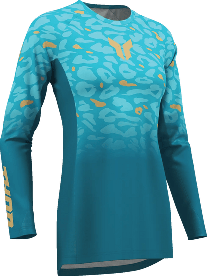 THOR Dames Launchmode Spotted crossshirt – Blauw/Geel