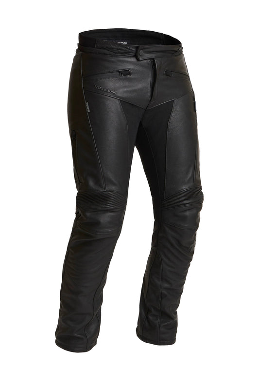 Halvarssons Rullbo black leather motorcycle pants with reinforced knee panels