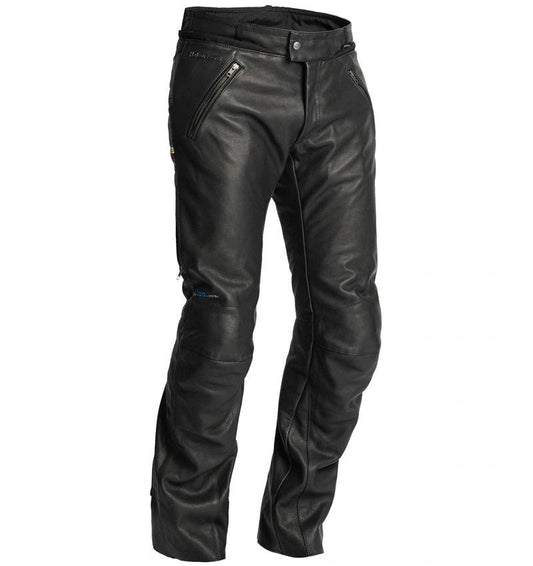 Halvarssons leather pants, black motorcycle riding pants with zippered pockets