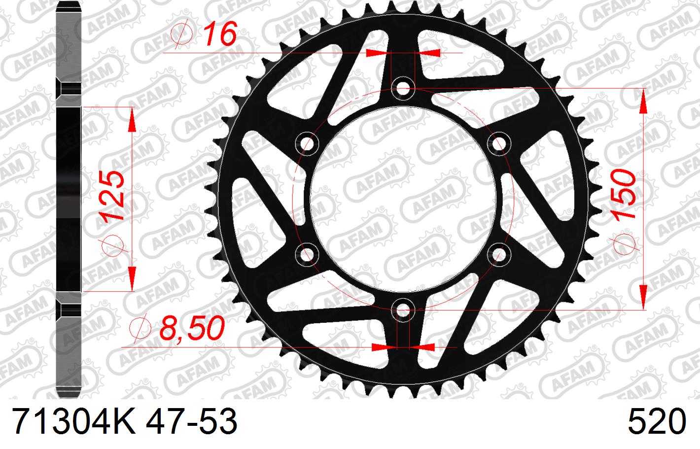 AFAM achtertandwiel staal KTM SX/SX-F/EXC/EXC-F 1990- & Husqvarna TC/FC/FE/TE 125/150/250/350/450/501 2014-