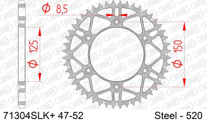 AFAM achtertandwiel staal met moddergroef KTM SX/SX-F/EXC/EXC-F 1990- & Husqvarna TC/FC/FE/TE 125/150/250/350/450/501 2014-
