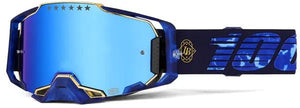 100% Armega crossbril blauw/donkerblauw/goud/lichtblauw – blauwe spiegellens