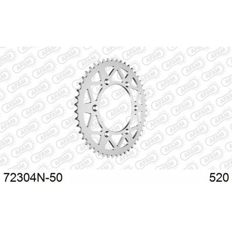 Afam achtertandwiel 50 tands aluminium zilver KTM SX/SX-F/EXC/EXC-F 90- & Husqvarna TC/FC/FE/TE 125/150/250/350/450/501 14-