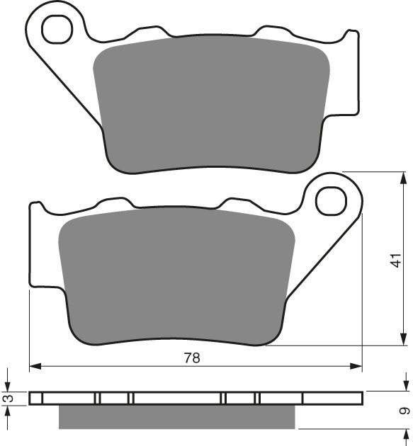 Technische illustratie: GOLDFREN Brake Pads 023 Ceramic Carbon K1 – 023 K1; uitvoering volgens artikelgegevens