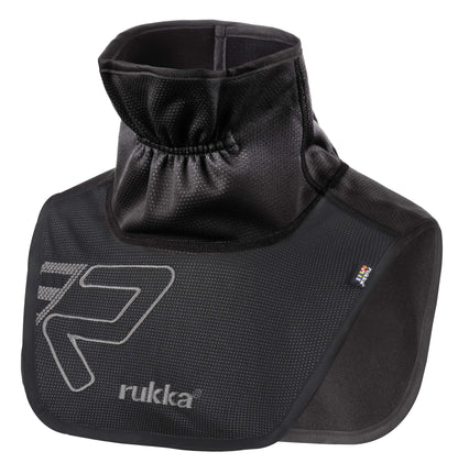 Rukka Wind-R neck warmer, black with dotted texture and visible Rukka logo