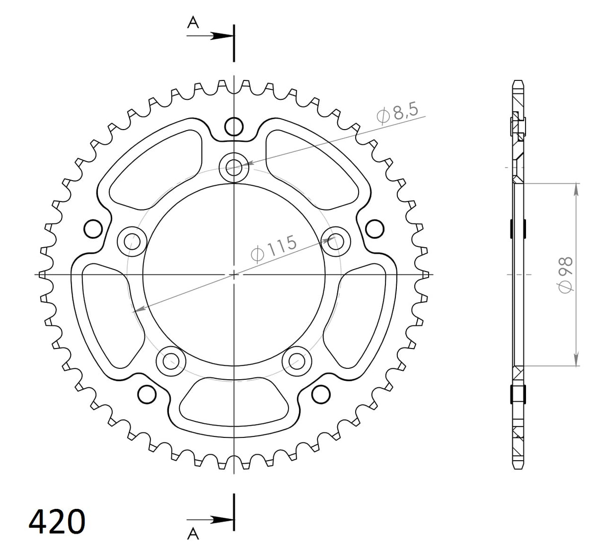 Supersprox Stealth Rear sprocket KTM SX65 50