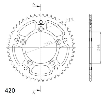 Supersprox Stealth Rear sprocket KTM SX65 50