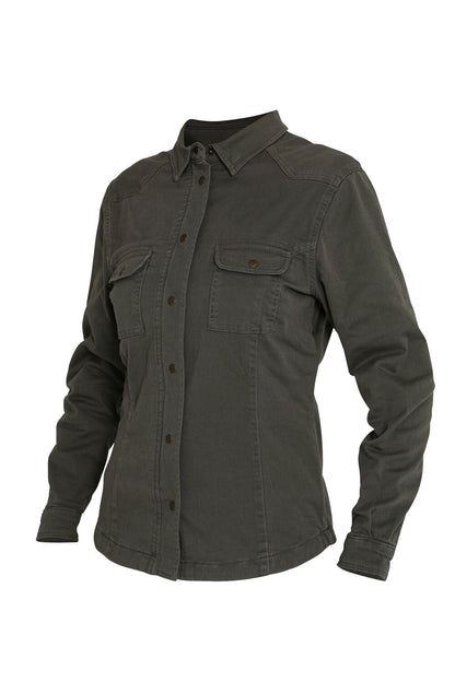 JOHN DOE Motoshirt damesjas olijfgroen XL - MxProStoreParts