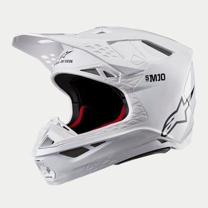 Alpinestars Supertech M10 Solid Helm ECE 22.06 Wit Glanzend - MxProStoreParts