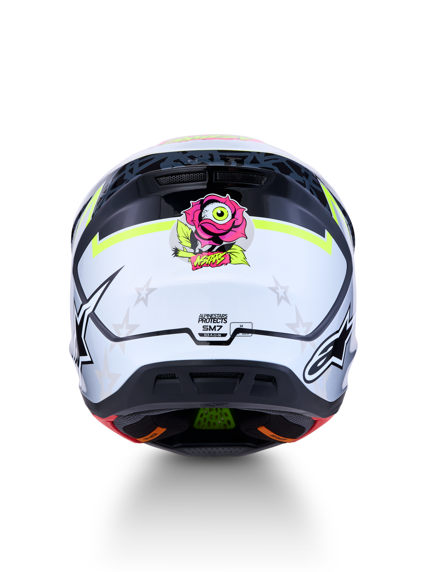 Alpinestars S-M7 Blaster Helm ECE 22.06 Zwart Grijs Wit Geel Fluo Glossy