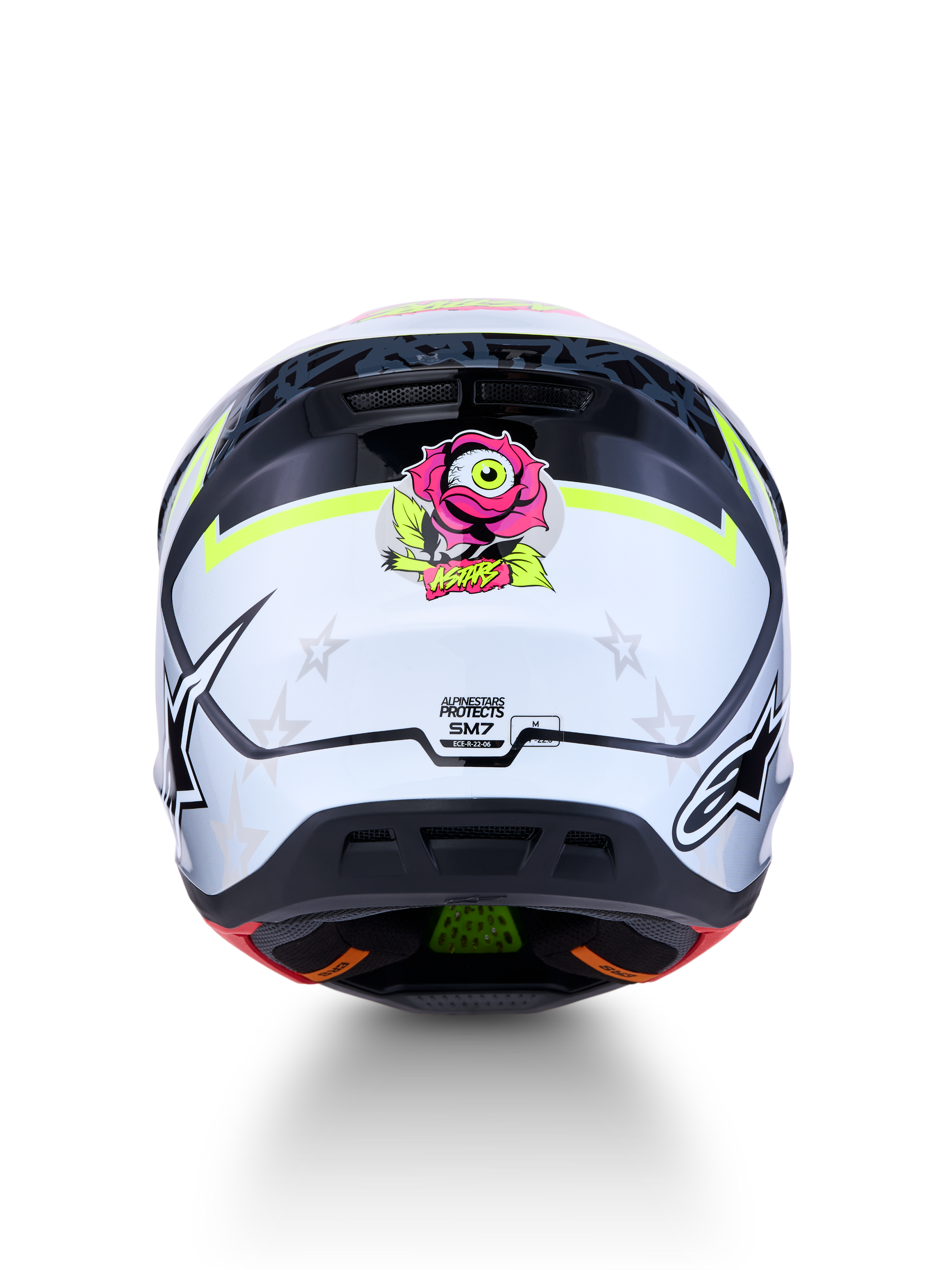 Alpinestars S-M7 Blaster Helm ECE 22.06 Zwart Grijs Wit Geel Fluo Glossy