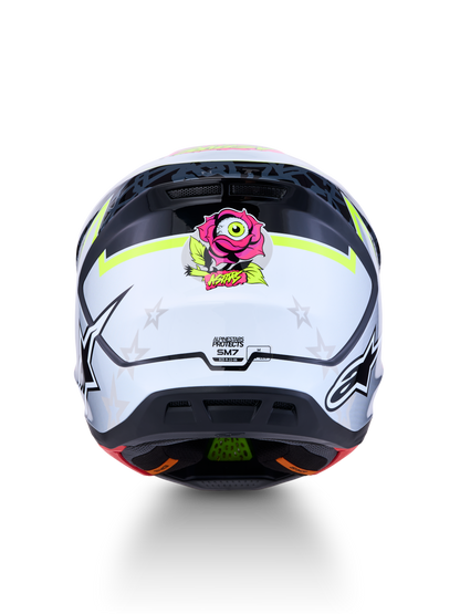 Alpinestars S-M7 Blaster Helm ECE 22.06 Zwart Grijs Wit Geel Fluo Glossy