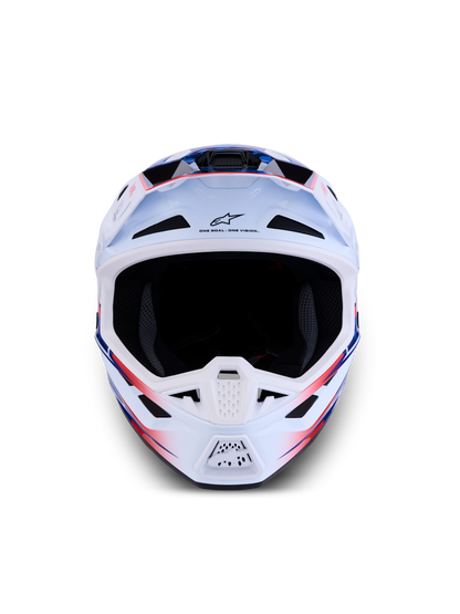Alpinestars S-M7 Blaster Helm ECE 22.06 Wit Blauw Rood Glossy