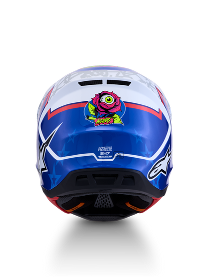 Alpinestars S-M7 Blaster Helm ECE 22.06 Wit Blauw Rood Glossy