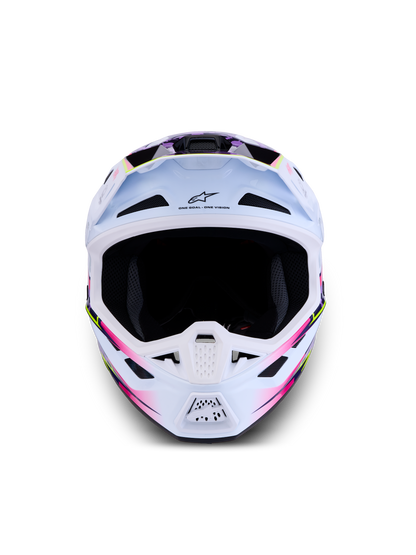 Alpinestars S-M7 Blaster Helm ECE 22.06 Paars Roze Wit Glanzend