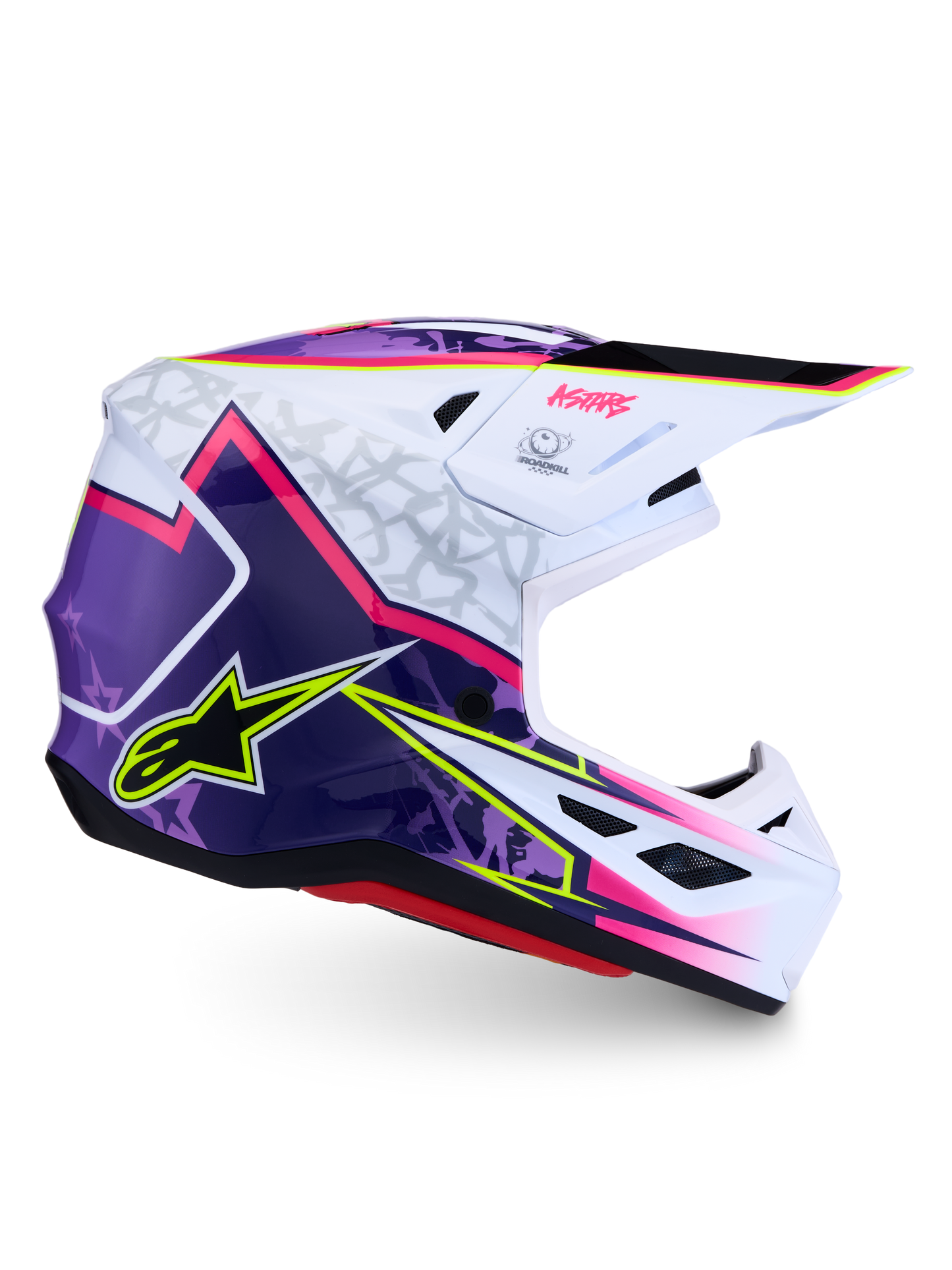 Alpinestars S-M7 Blaster Helm ECE 22.06 Paars Roze Wit Glanzend