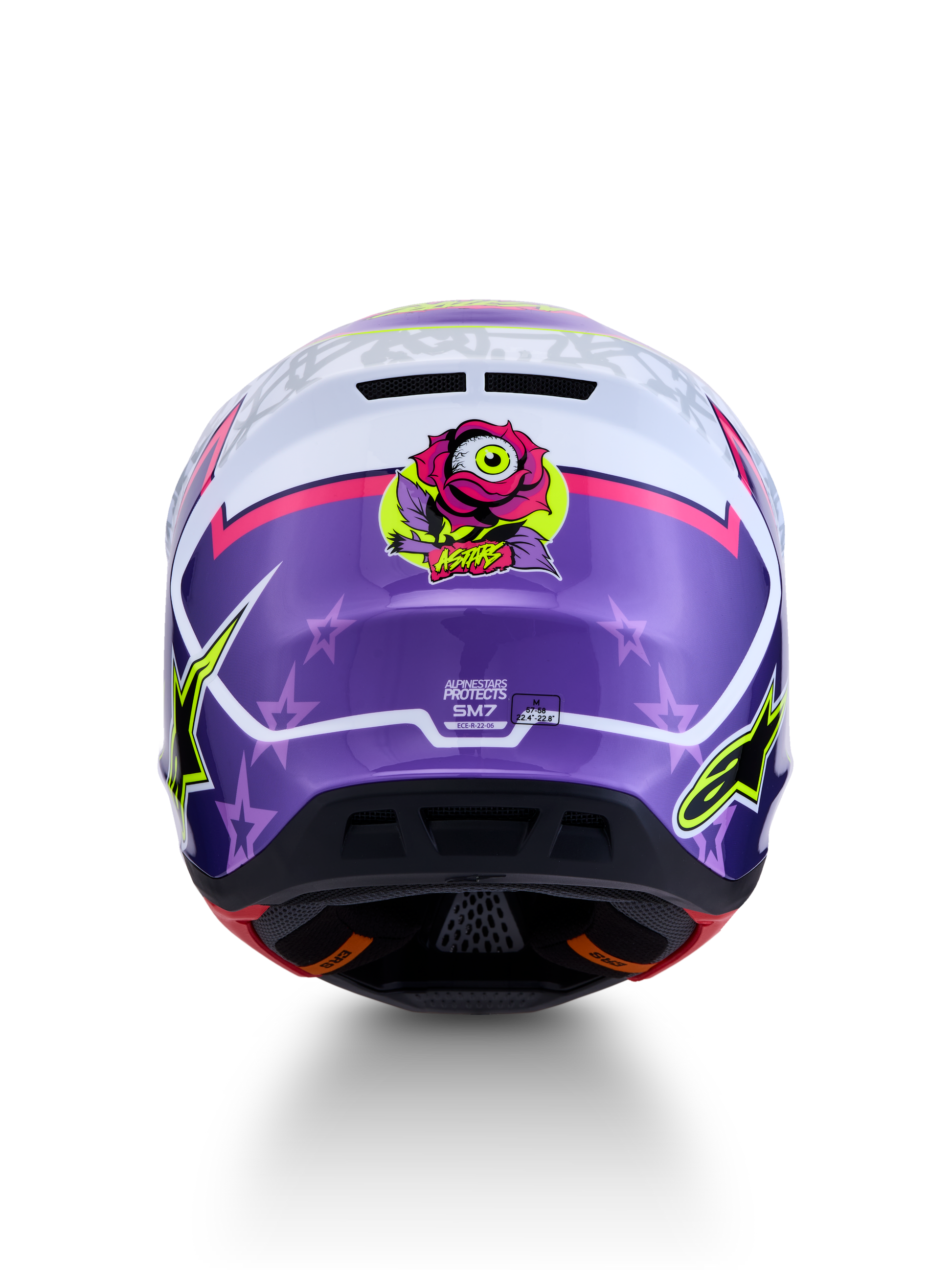Alpinestars S-M7 Blaster Helm ECE 22.06 Paars Roze Wit Glanzend