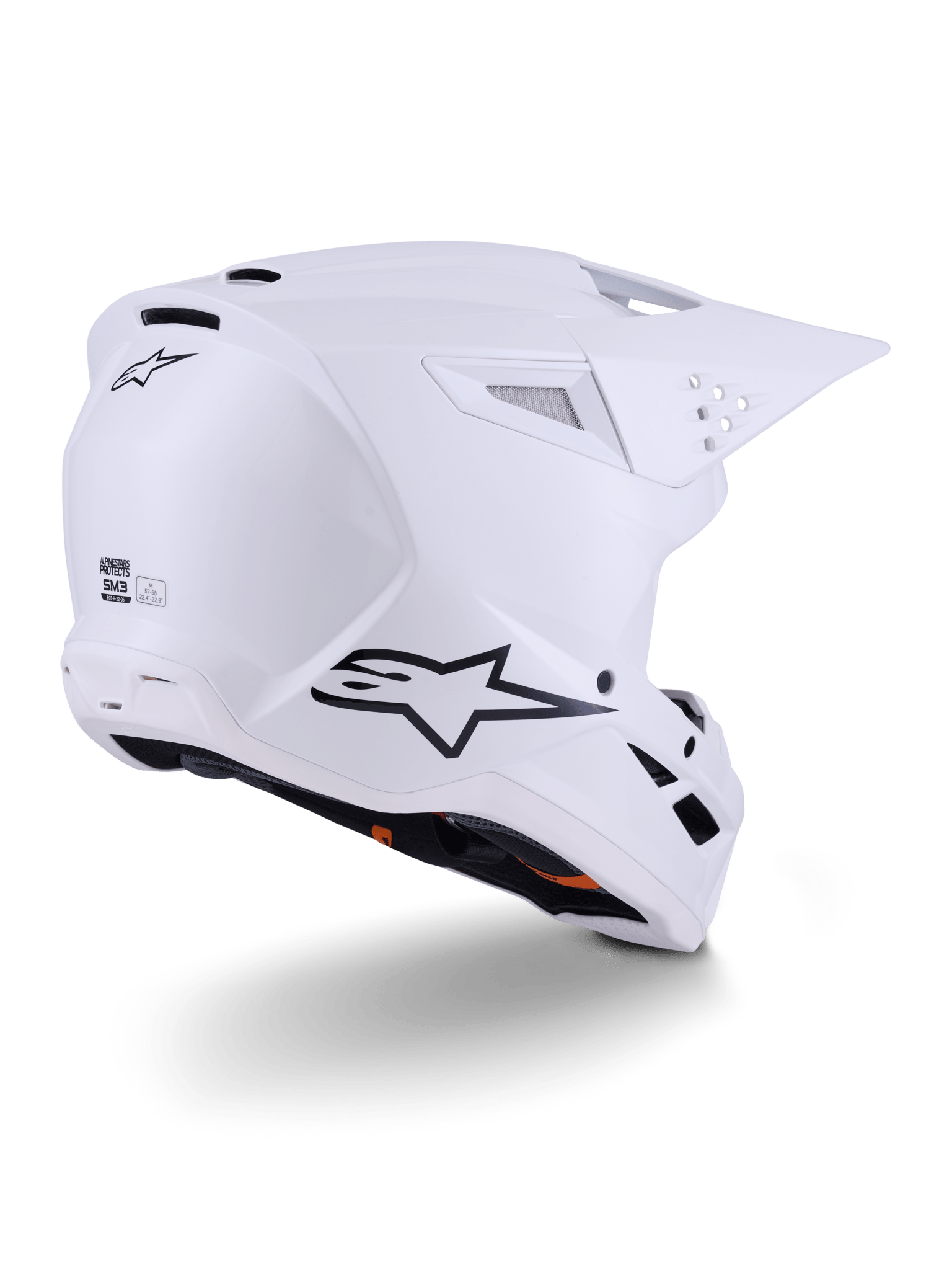 Alpinestars S - M3 Solid Helm ECE 22.06 Weiß Glänzend - MxProStoreParts